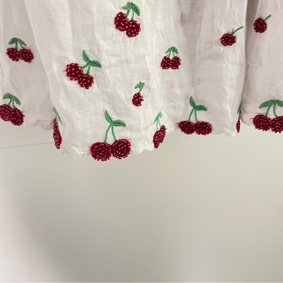 New! For Love & Lemons White & Red Beaded Cherry Slip Mini Dress 26989 - Picture 8 of 15